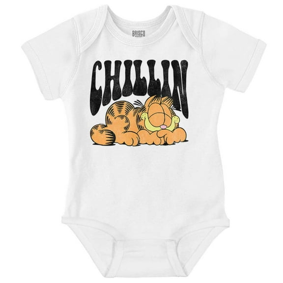 Retro Garfield Cartoon Chillin Romper Boys or Girls Infant Baby Brisco Brands NB