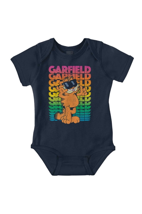 Retro Garfield Cartoon Thumbs Up Romper Boys or Girls Infant Baby Brisco Brands NB