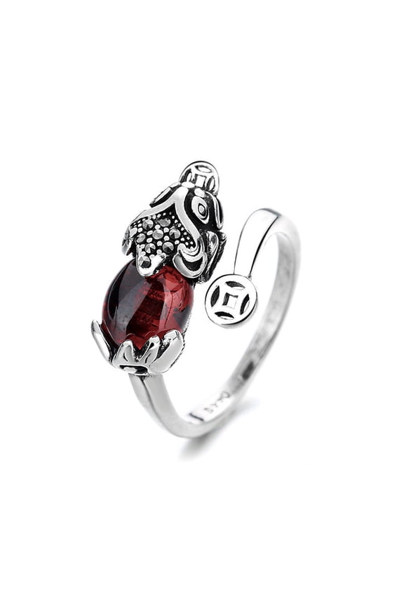Retro Garnet Ring Vintage Silver Plated Copper Jewelry Unique Personality Accessory Gift For Her Tough Quality