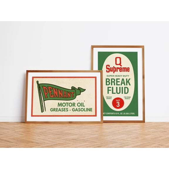Retro Gas Station Posters Gift for Dad Garage Art Prints Garage Prints Mens Office Wall Art Workshop Decor for Garage Set 2