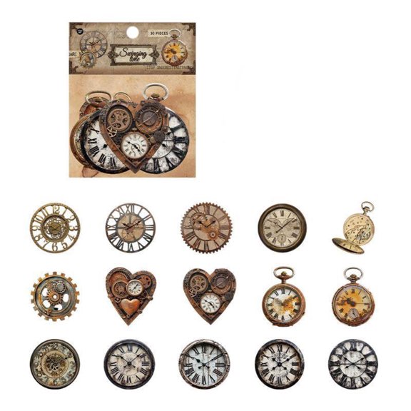 1 pack Retro Gear Frame Sticker Collection Scrapbook Journal Notebook Nostalgia Decor