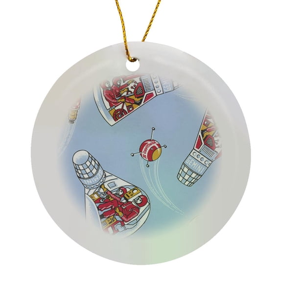 Retro Gemini Space Capsule, Circle Porcelain Ornament