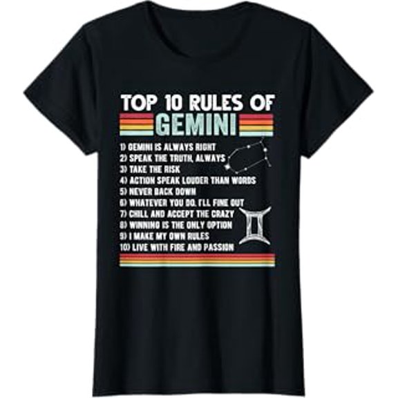 Retro Gemini Zodiac Sign Rules Astrology May June Birthday T-Shirt