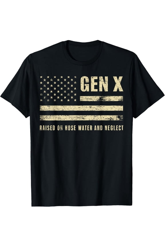 Retro Gen X American Flag T-Shirt Funny Sarcastic Generation X Graphic Tee Distressed Vintage Style Apparel for Men and Women