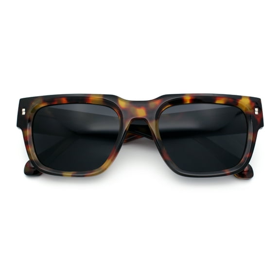 Retro Gentlemanly Hipster Thick Horn Rim Rectangular Sunglasses Tortoise - Black