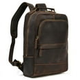 thumbnail image 1 of Retro Genuine Leather Backpack Men's Large-capacity Student First Layer Cowhide Travel,Dark brown, 1 of 2