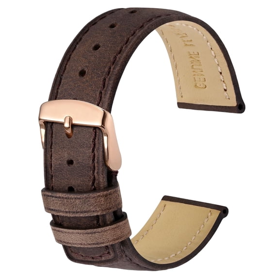 Retro Genuine Leather Watch Straps,18mm Replacement Watch Band with Stainless Steel Buckle