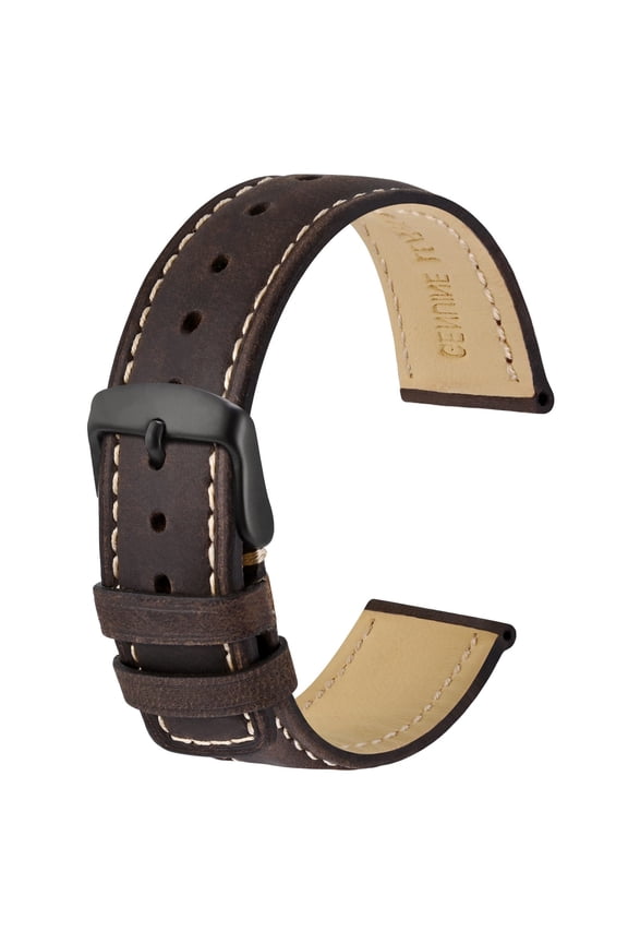 Retro Genuine Leather Watch Straps,20mm Replacement Watch Band with Stainless Steel Buckle
