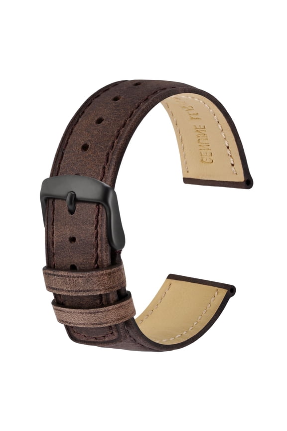 Retro Genuine Leather Watch Straps,22mm Replacement Watch Band with Stainless Steel Buckle