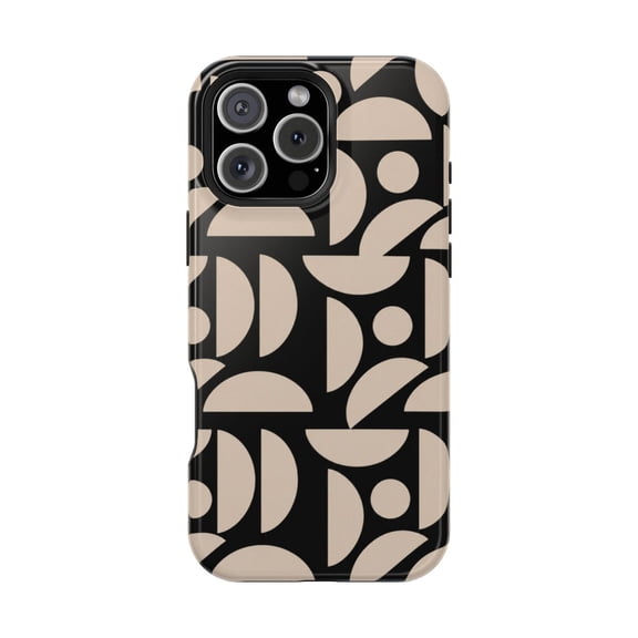 Retro Geo Tough Phone Case, Vintage Geometric Dual Layer Shockproof Protective Cover Compatible with iphone 17 pro