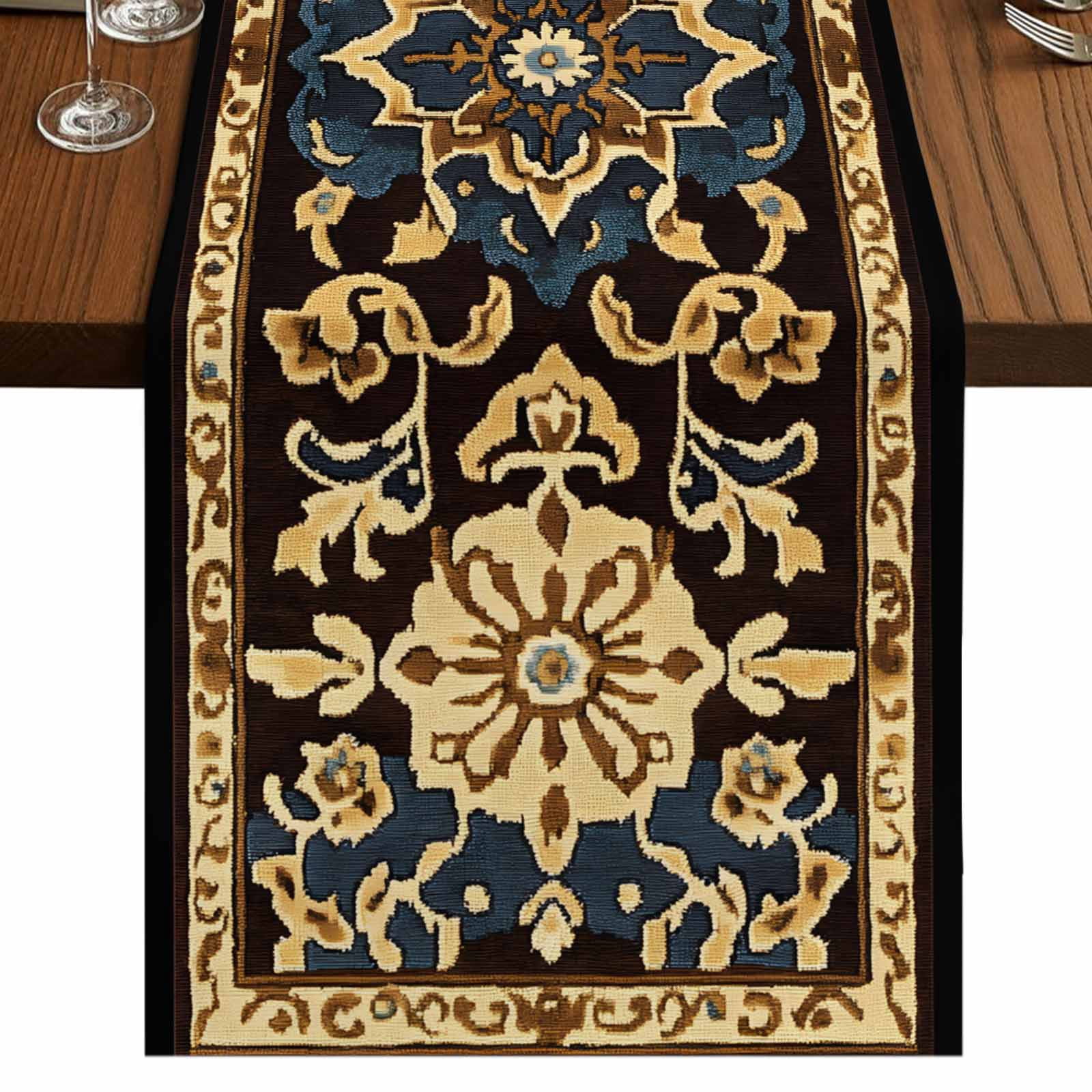 Retro Geometric 36 Inch Table Runner, Vintage Abstract Art Farmhouse ...