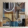 thumbnail image 1 of Retro Geometric Blackout Curtains,Vintage Grunge Style Curtains,Brown Black Blue Grey Curtains Drapes,Abstract Oil Painting Style Darkening Curtains,Geometry Swirls Stripes Window Treatments 42"X84", 1 of 5