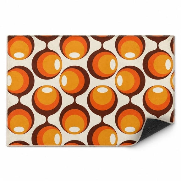 Retro Geometric Circle Doormat – Bold 70s Pattern, Non-Slip Backing, 2 Sizes