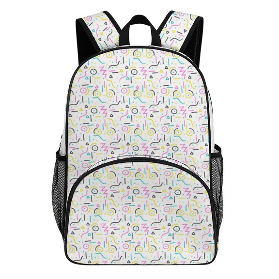 Retro Geometric Colorful Pattern Teenage Backpack Middle Students Bookbag Outdoor Daypack