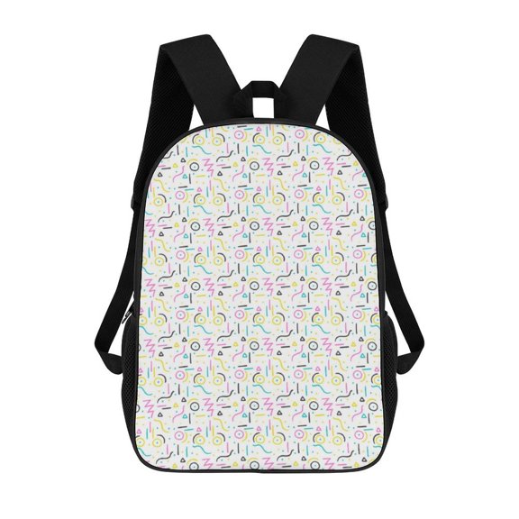 Retro Geometric Colorful Pattern Travel Backpack 17 Inch Laptop Bag Student Backpack