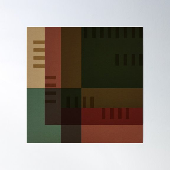 Retro Geometric Colors Design Poster Wall Art, Modern Wall Decor For Living Room Bedroom, 24x24 UNFRAMED