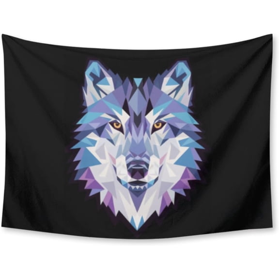 Retro Geometric Cool Colorful Wolf Tapestry for Bedroom Wall Hanging Decor for Dorm Living Room College, 30" X 40" Indoor Outdoor