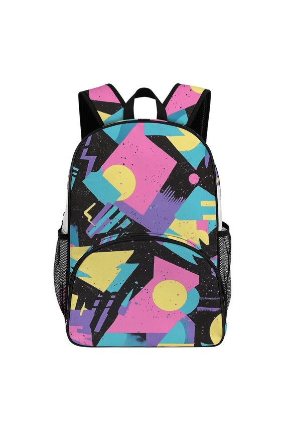 Retro Geometric Pastel Design Teenage Backpack Middle Students Bookbag Outdoor Daypack