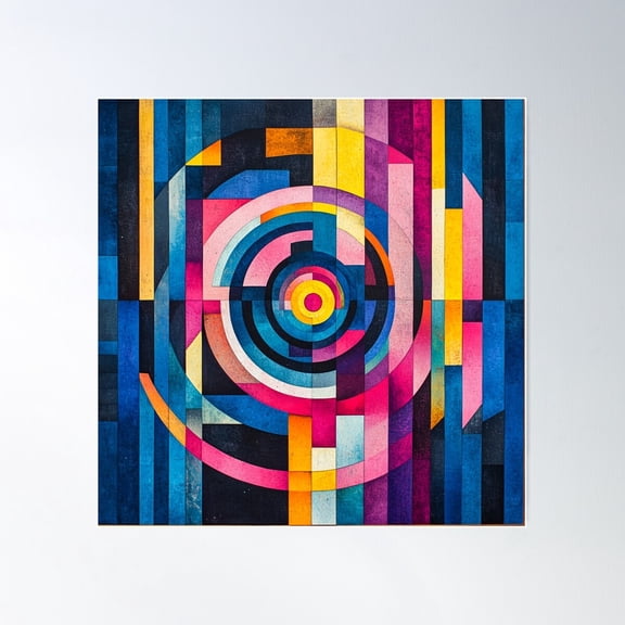 Retro Geometric Pop | Colorful Abstract Pattern Poster Wall Art, Modern Wall Decor For Living Room Bedroom, 30x30 UNFRAMED