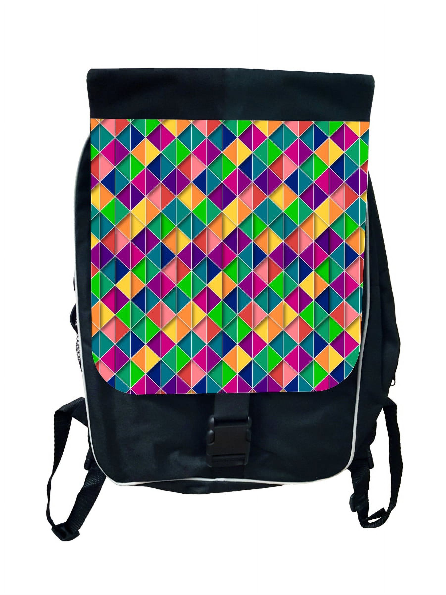 Retro Geometric Print Large School Backpack - image 1 of 5