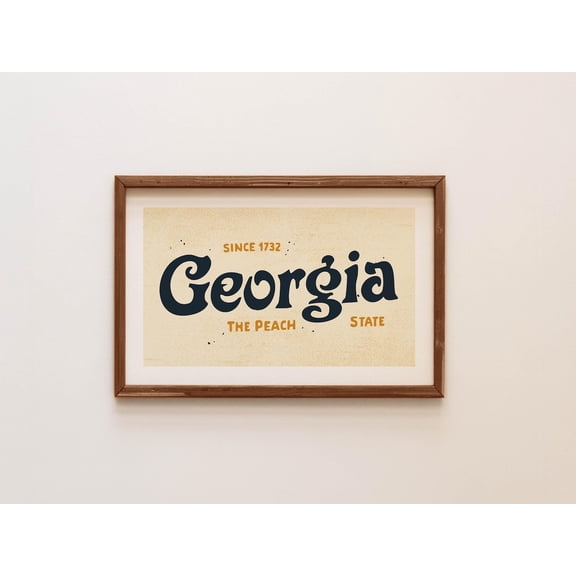 Retro Georgia State Wall Art, Unframed Paper Print Size 8x12