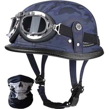 DOT Approved Retro Baseball Cap Motorcycle Half Helmet, Open Face, Clear Lenses