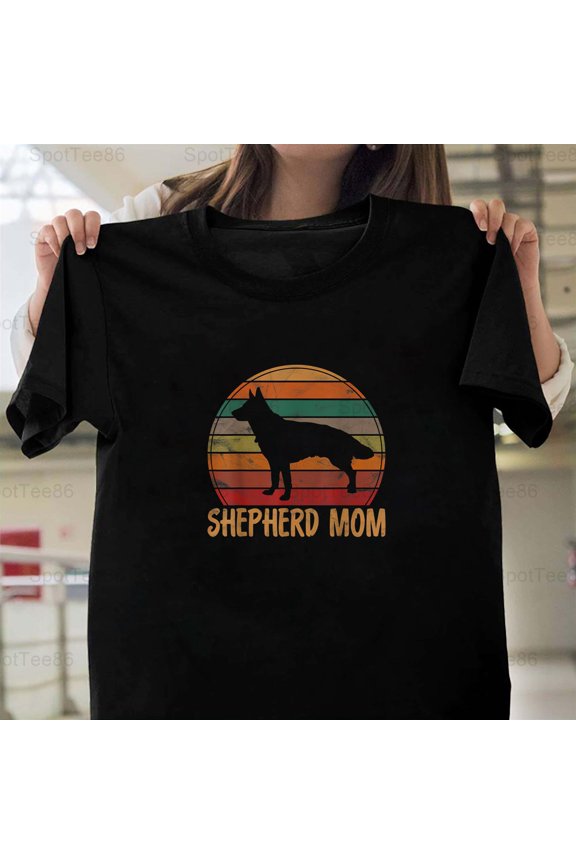 Retro German Shepherd Mom Funny Dog Parent Pet Lover Graphic G386 Unisex T-Shirt, Up to Size 5XL