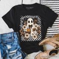 thumbnail image 1 of Retro Ghost Floral Halloween T-Shirt, Spooky Vintage Checkered Tee, 1 of 10
