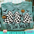 thumbnail image 1 of Retro Ghosts Tis The season Checkered Halloween PNG Ghost Checkers Halloween Trendy Fall shirt design Cute Ghost Spooky Season Png ORIGINAL, 1 of 2