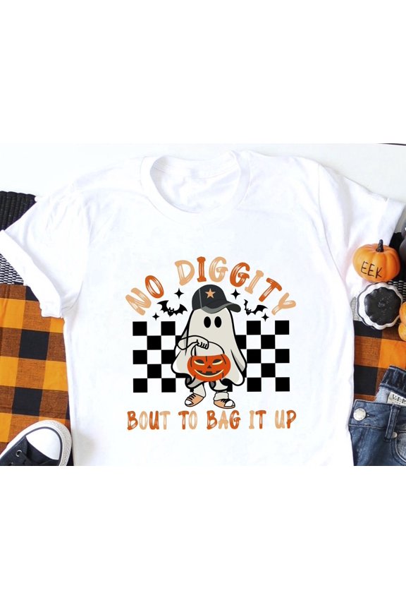 Retro Ghoul Tee No Diggity Halloween Ghost Shirt
