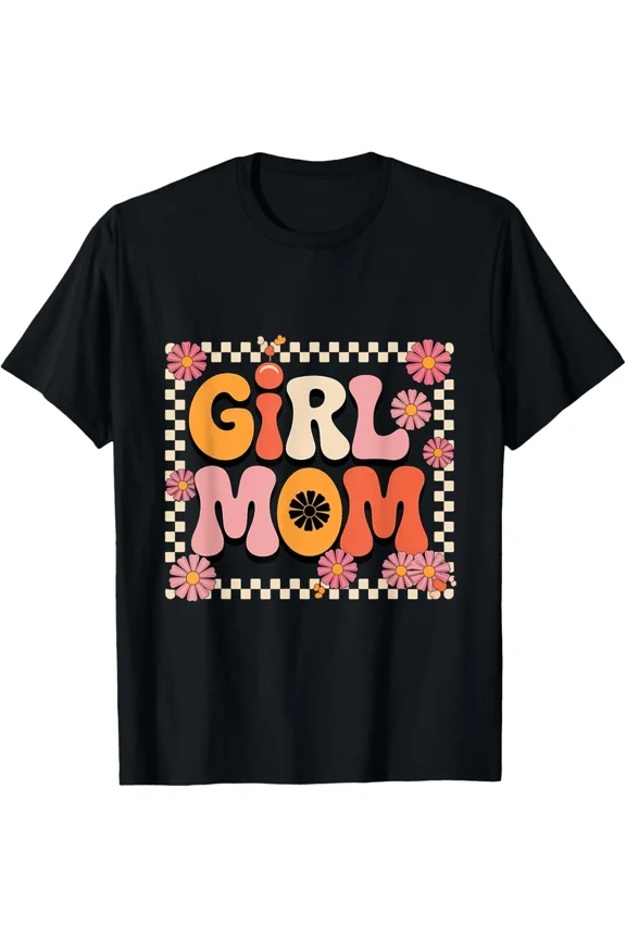 Retro Girl Mom Mom of Girls Funny Mother's day T-Shirt