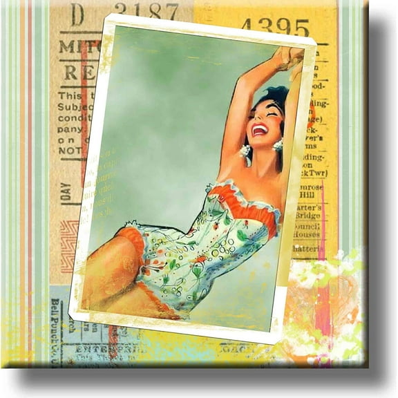 Retro Girl Picture on Stretched Canvas, Wall Art Décor, Ready to Hang!