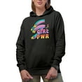 thumbnail image 1 of Retro Girl Pwr, Feminist Art Merch Gift, Black Hooded Sweatshirt or Hoodie, Small, 1 of 5