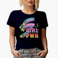 thumbnail image 1 of Retro Girl Pwr, Feminist Art Merch Gift, Navy Blue T-Shirt, 3XL, 1 of 5
