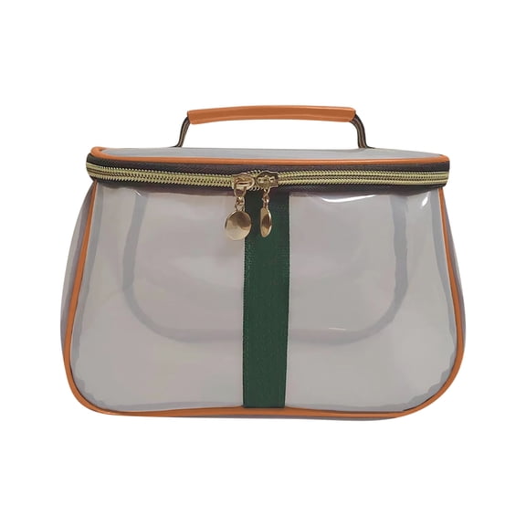Retro Glam Cosmetic Organizer Bag for Women with Large Capacity and Transparent Design Travel Friendly Portable Storage and Vanity Companion