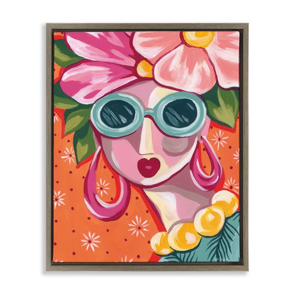 Stupell Industries Retro Glam Fun In The Sun Brown Framed Floater Canvas Wall Art, design by Yvette St. Amant, 21 x 17