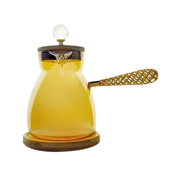 Retro Glass Turkish Coffee Pot Golden Side Handle Heat Insulated Small Manual Brew Tea Coffee Maker Pot
