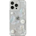 thumbnail image 1 of Retro Glitter 3D Butterfly Flower Pearl Clear Soft Phone Case Compatible with iPhone Case (Clear,iPhone 14 Pro Max), 1 of 6