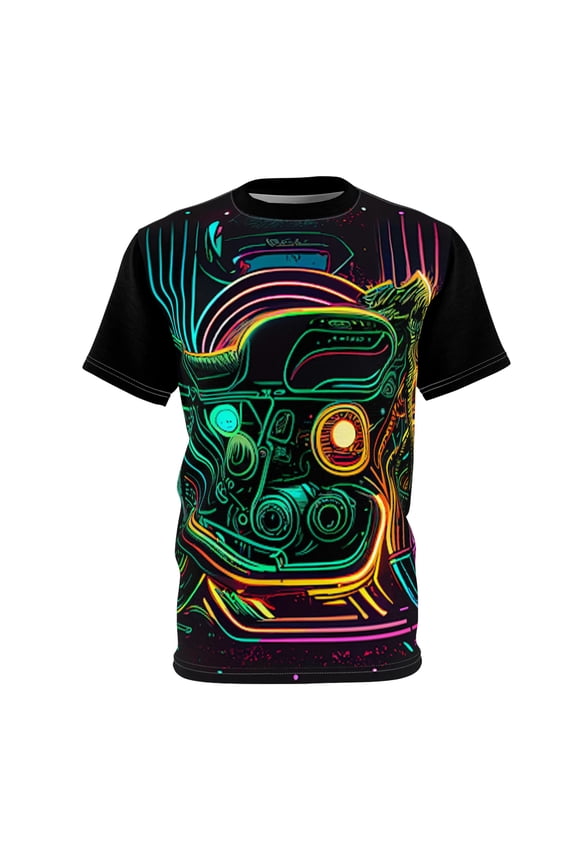 Retro Glow Rider: 1970's Neon Lights Classic Motorcycle (S-3XL)