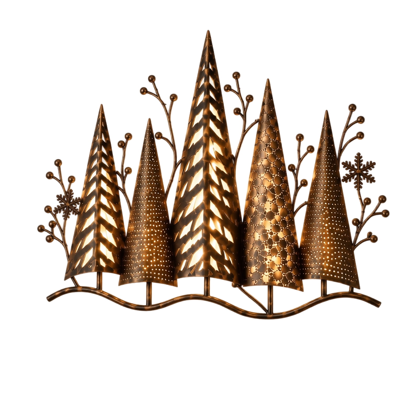 Retro Glowing Forest Metal Wall Decoration, Rustic Christmas Tree ...