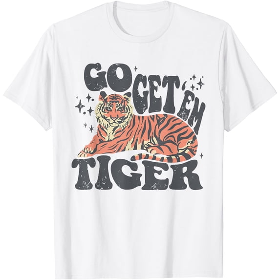 Retro Go Get'Em Tiger Easy Sport Softstyle Unisex T-Shirt,White Color,Size XL