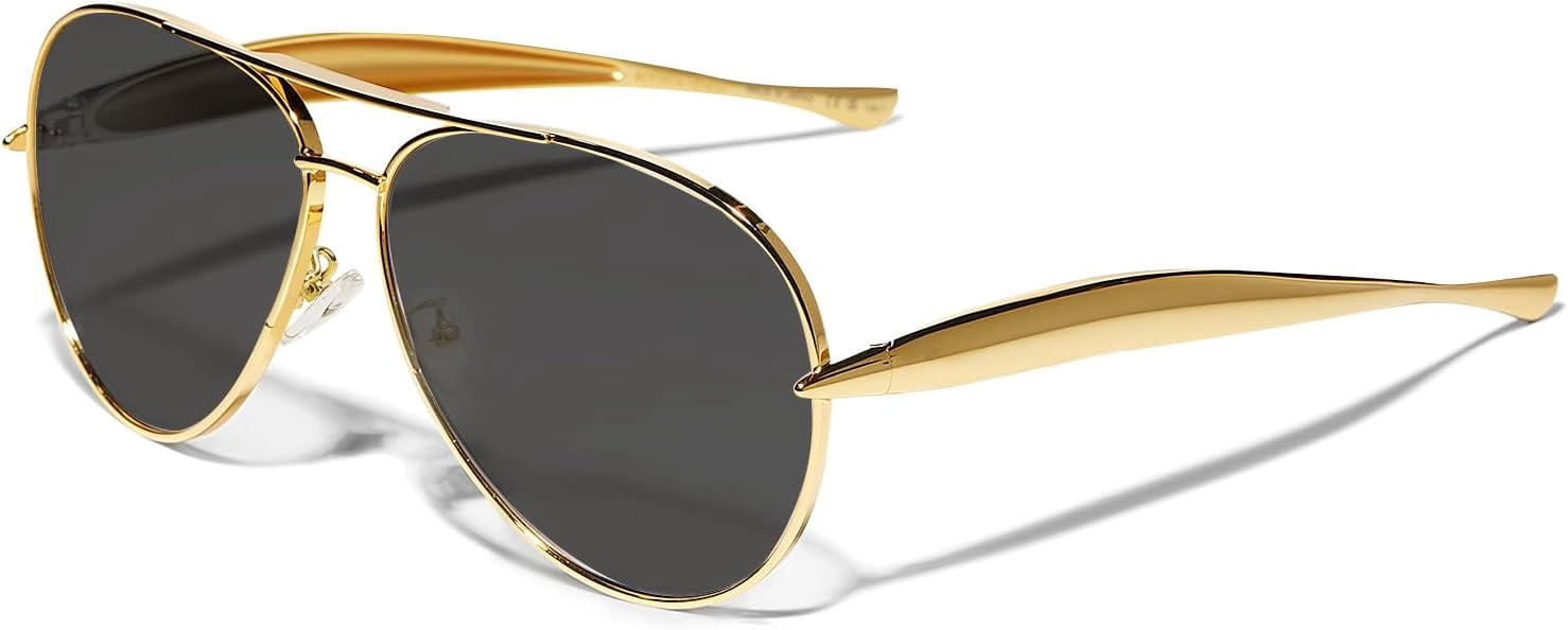 UV400 Protection Sunglasses Oversized Gold Aviator 
