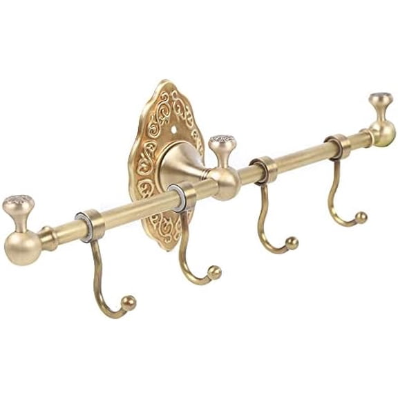 Retro Gold Coat Rack Wall Mount with 4 Movable Hooks, Wall Towel Hanging Hooks Heavy Duty Towel Holder Hangers Coat Hooks for Hat, Clothes, Purse$$Home Decor, Kitchen, & Other
