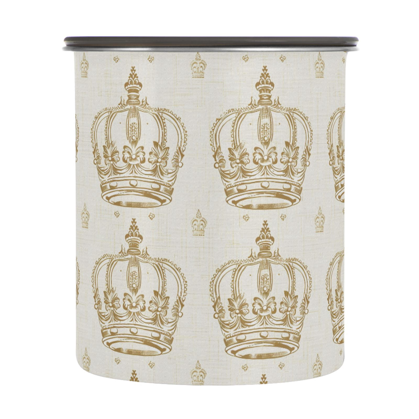 Retro Gold Crown Airtight Coffee Bean Canister 30oz Food Storage Containers with Lids For Gournd, Tea, Sugar, Flour, Rice, Cereal, Candy Cookie Jar