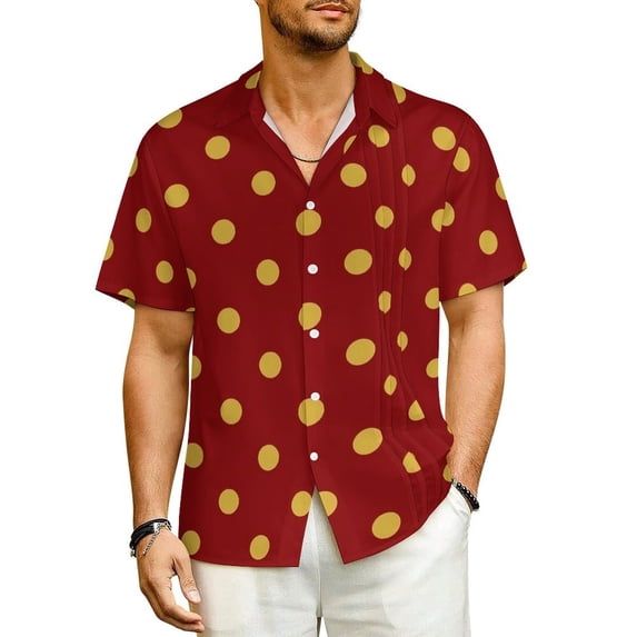 Retro Gold Dot Vacation Shirt Festive Polka Dots Summer Casual Shirts Man Vintage Blouses