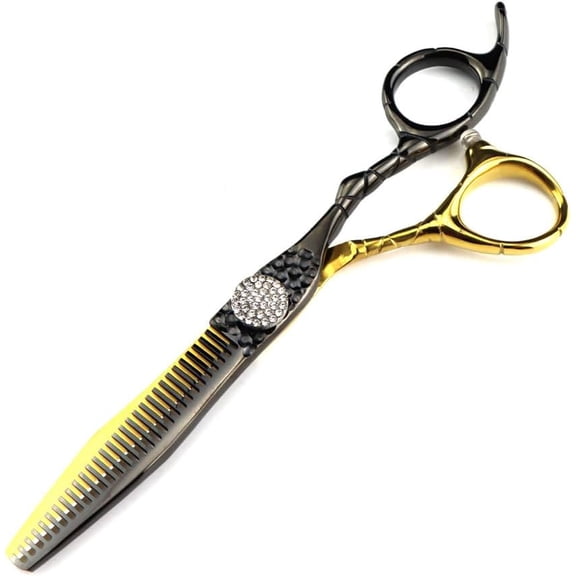 Retro Gold Gem-Embedded Hair Thinning Scissors - 6" 440C Steel Professional Barber Texturizing Shears for Salon & Home