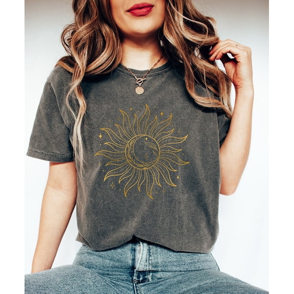 Retro Gold Moon And Sun Shirt, Celestial Moon Shirt, Moon Lover Shirt, Boho Moon Shirt, Astronomy Shirt, Space Lover Shirt, Astrology Shirt All Size S-5Xl