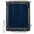 thumbnail image 1 of Retro Golden Flower Border Bathroom Shower Curtains with Hooks, Navy Blue Vintage Waterproof Fabric Washable Shower Curtain for Home Hotel Bathtub Decor 36x72 Inch, 1 of 9