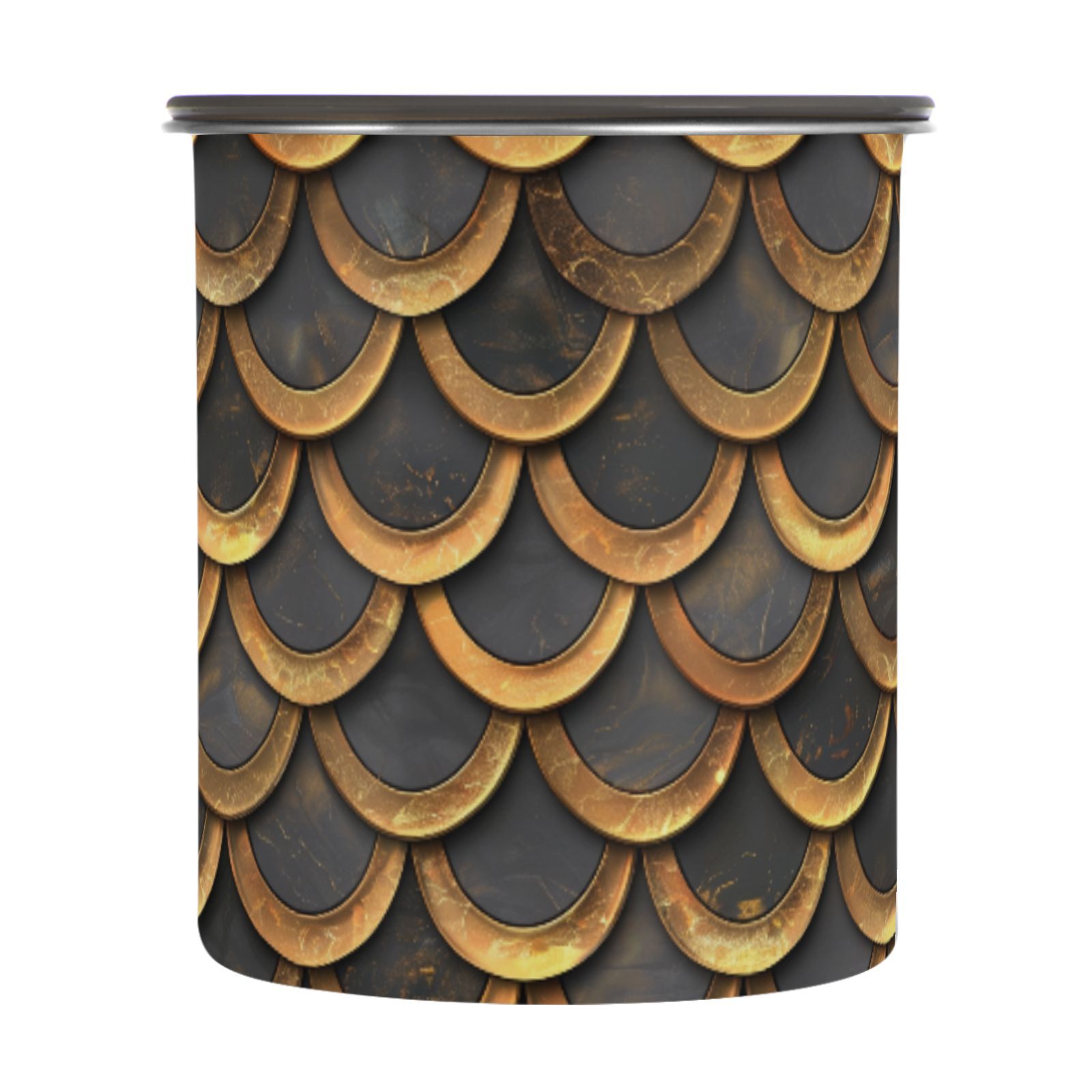 Retro Golden Snake Skin Print Airtight Coffee Bean Canister 30oz Food Storage Containers with Lids For Gournd, Tea, Sugar, Flour, Rice, Cereal, Candy Cookie Jar