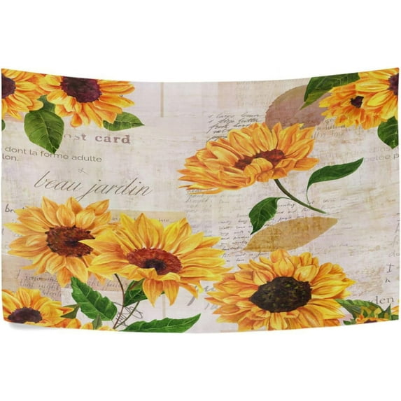 Retro Golden Yellow Sunflower Tapestry Aesthetic Tapestry Wall Hanging 60" x 51" Inches Home Decor Gifts